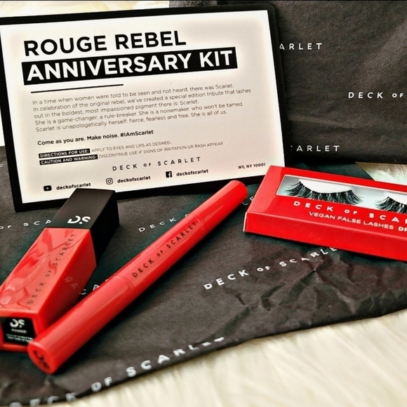 Deck of Scarlet Rouge Rebel Anniversary Kit – Vegan Lashes, Lip, Shadow – NWT - Picture 3 of 15